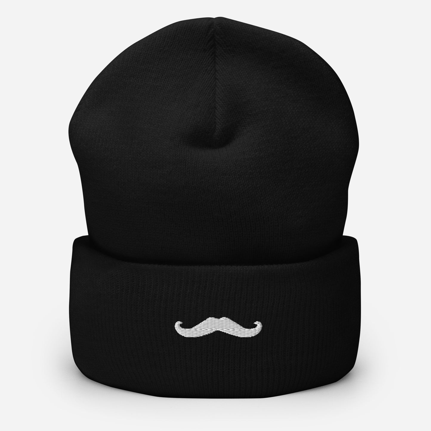 Mr Mustache Cuffed Beanie - Black