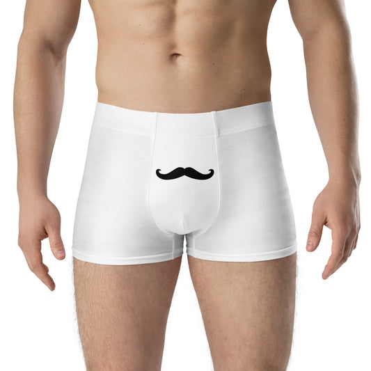 Mr Mustache Boxer - White